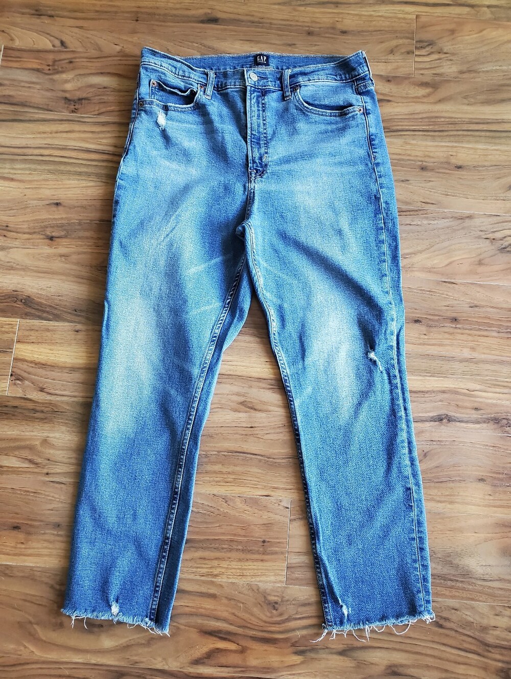 Gap Cigarette High Rise Jeans Medium Indigo Wash Size 14/32 Inseam 26"